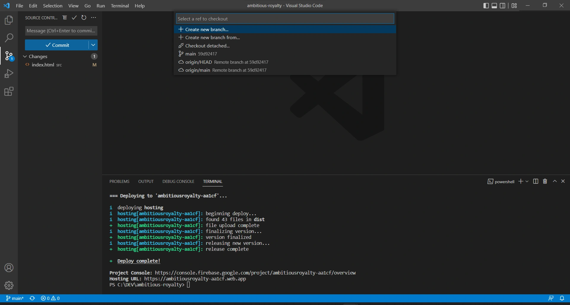 toggle between branches of repo img