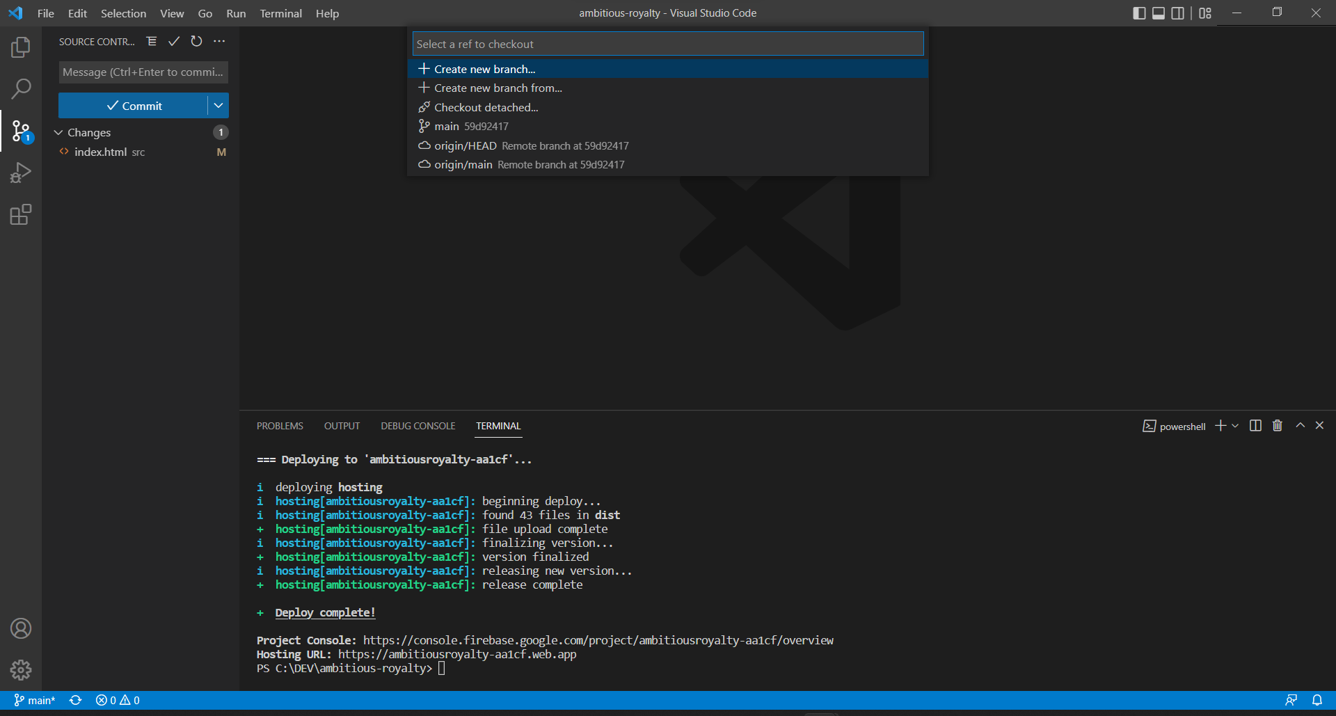 toggle between branches of repo img