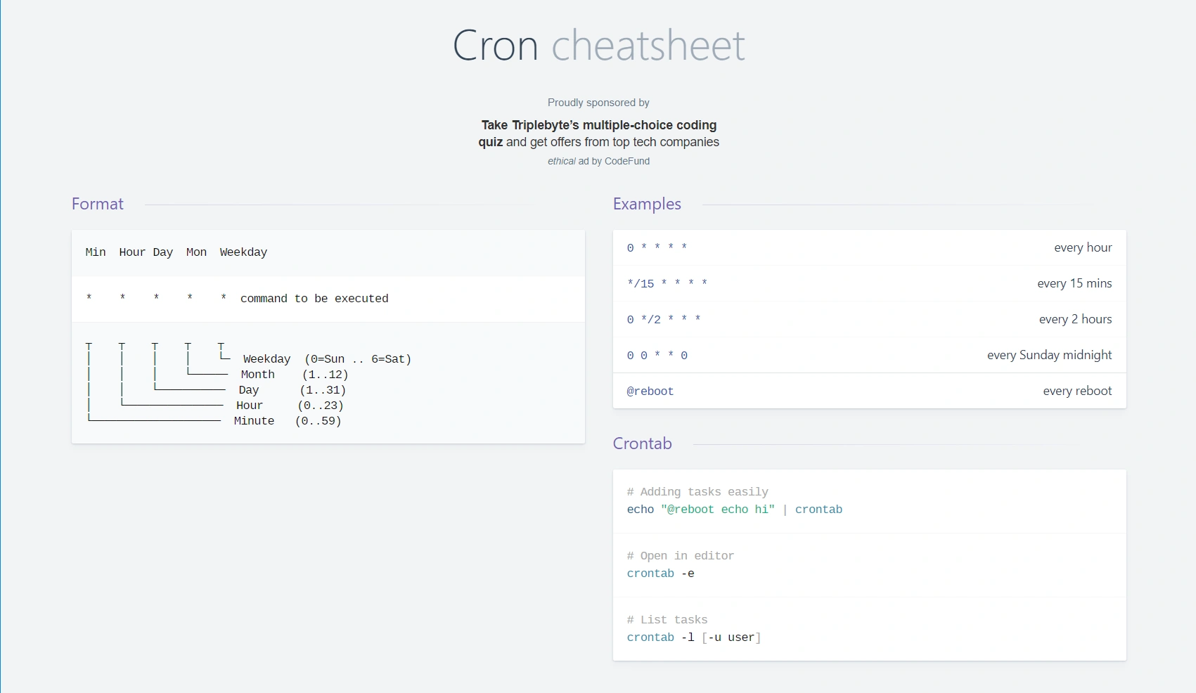CRON Cheatsheet