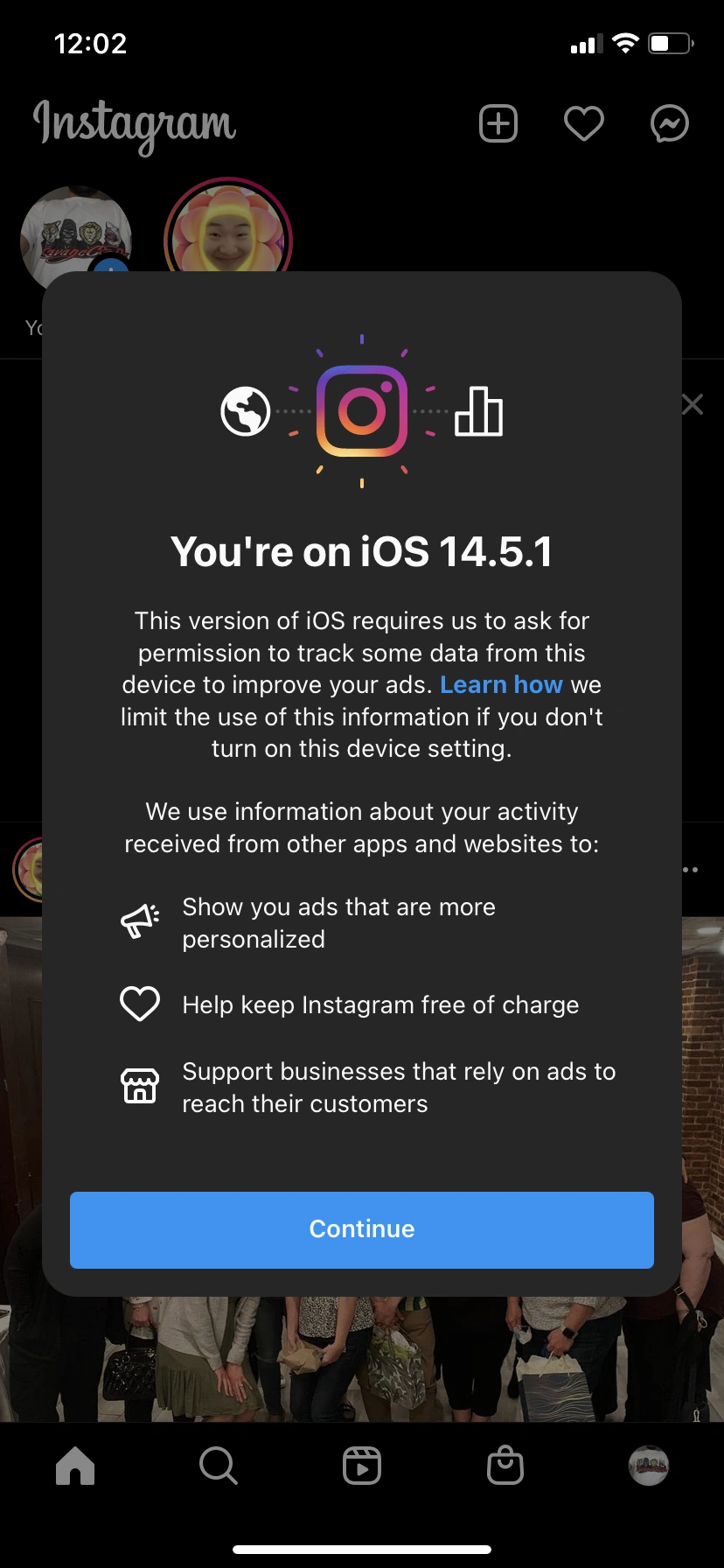 iOS app requires permission for personalized ads tracking